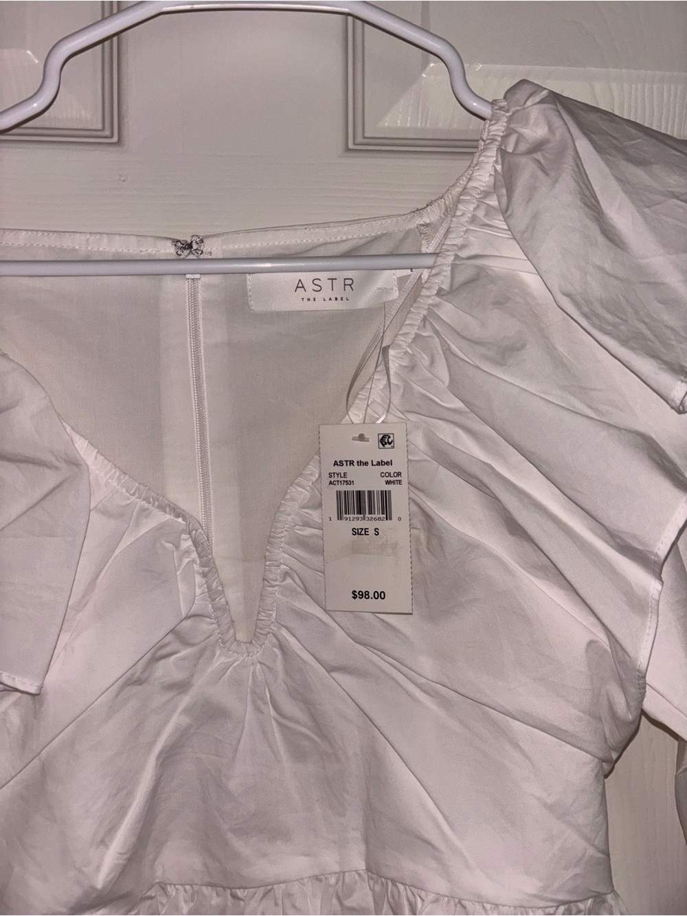 ASTR The Label White Ruffle Peplum Blouse Size Small NWT - Picture 5 of 5